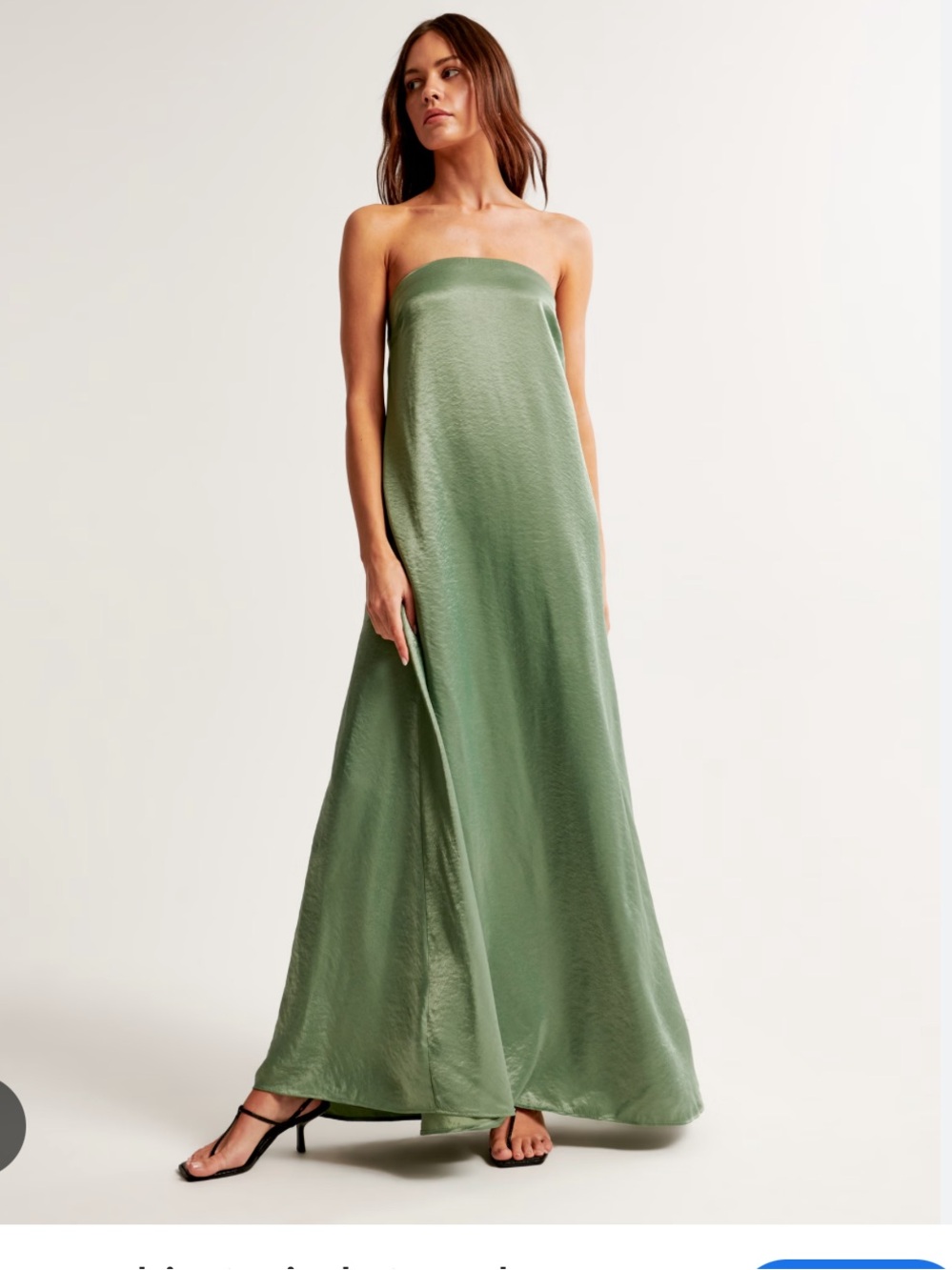 Abercrombie & Fitch Strapless Satin Maxi Dress - Green, XL